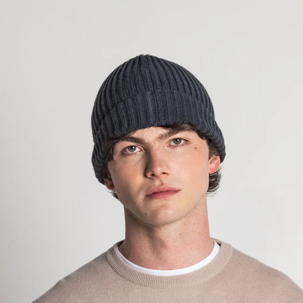 100% Cashmere Ribbed Unisex Beanie Hat by Isla Cashmere - Image 10
