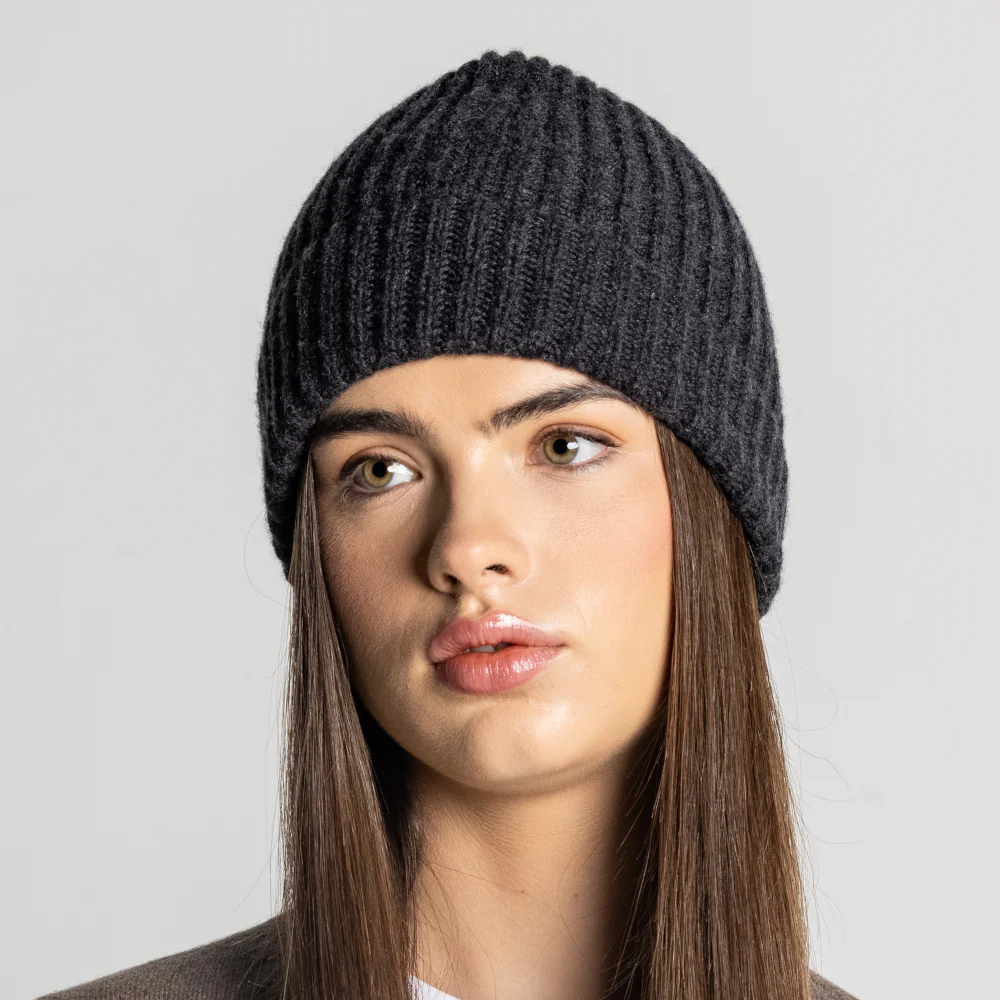 100% Cashmere Ribbed Unisex Beanie Hat by Isla Cashmere - Image 12