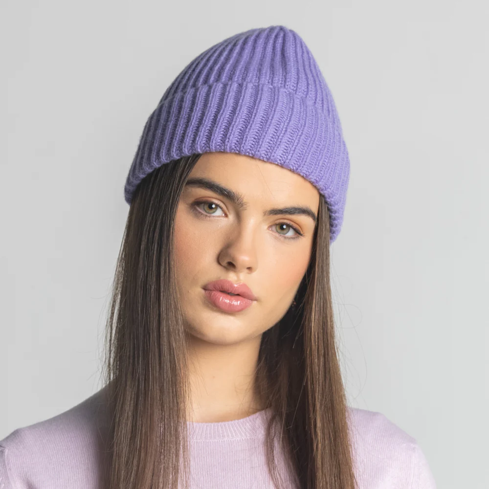 100% Cashmere Ribbed Unisex Beanie Hat by Isla Cashmere - Image 14