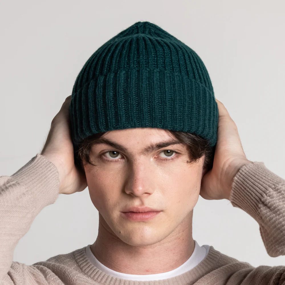 100% Cashmere Ribbed Unisex Beanie Hat by Isla Cashmere - Image 18