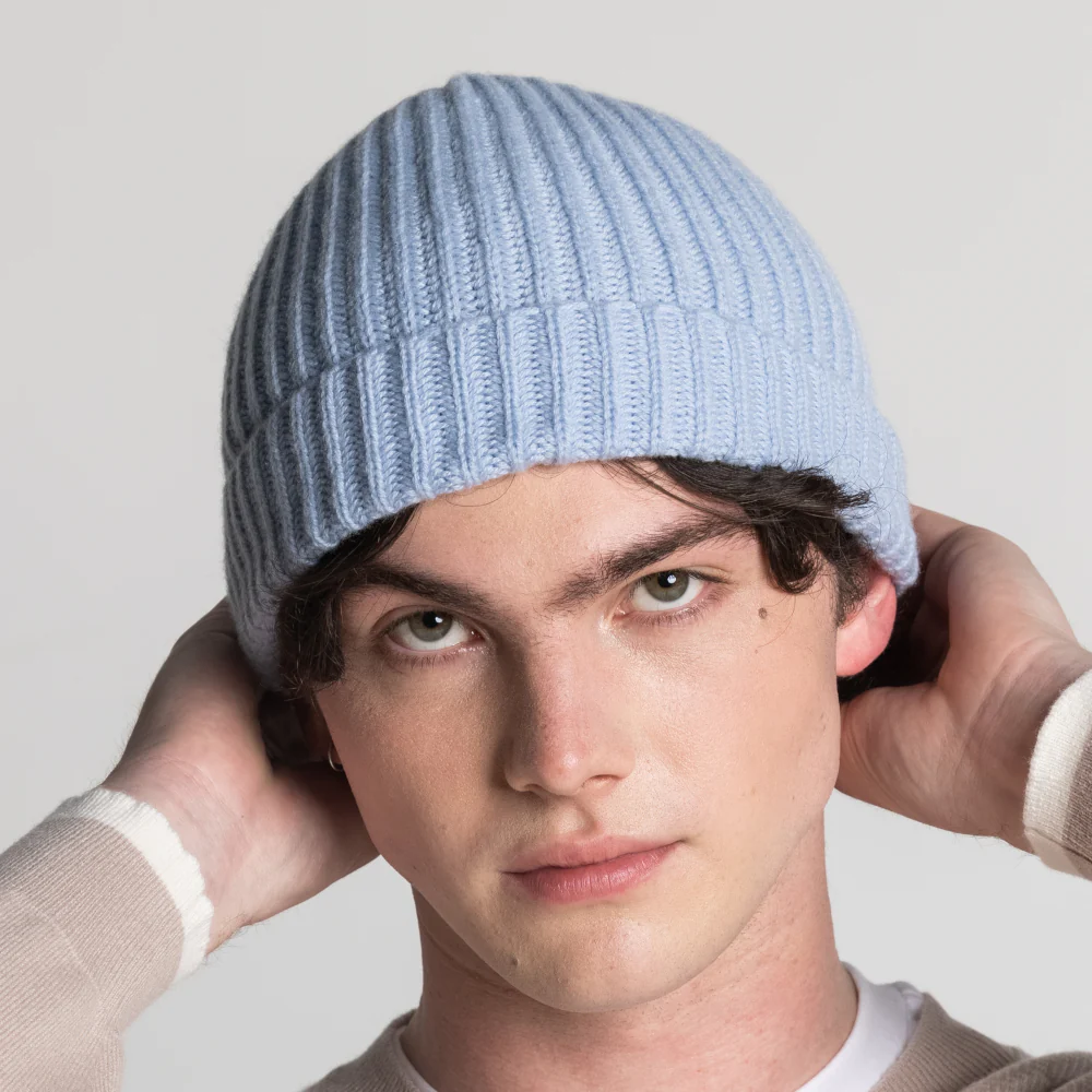 100% Cashmere Ribbed Unisex Beanie Hat by Isla Cashmere - Image 21