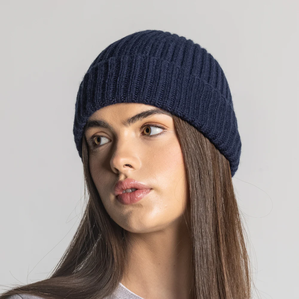100% Cashmere Ribbed Unisex Beanie Hat by Isla Cashmere - Image 22