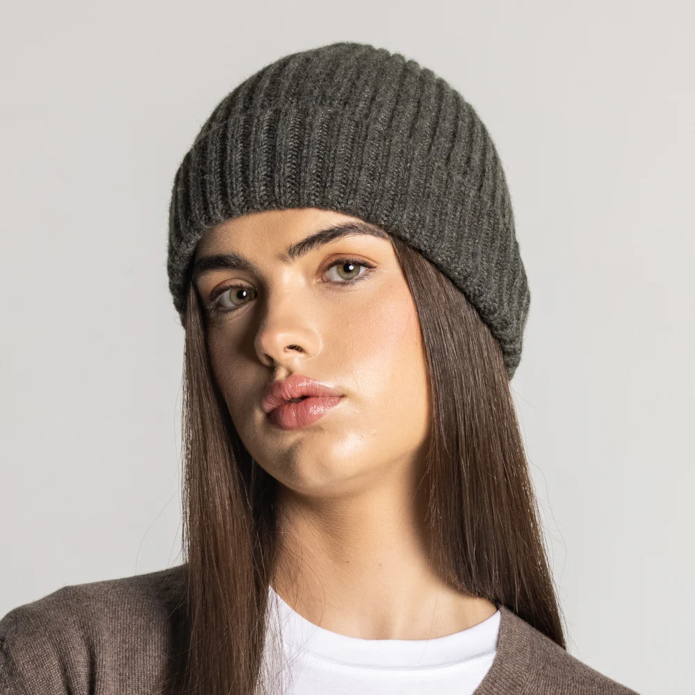 100% Cashmere Ribbed Unisex Beanie Hat by Isla Cashmere - Image 23