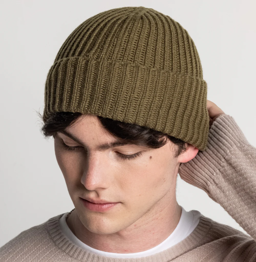 100% Cashmere Ribbed Unisex Beanie Hat by Isla Cashmere - Image 24