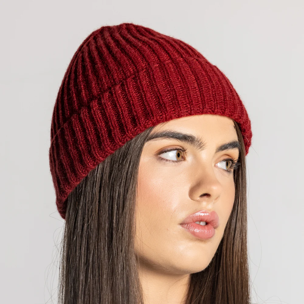 100% Cashmere Ribbed Unisex Beanie Hat by Isla Cashmere - Image 27