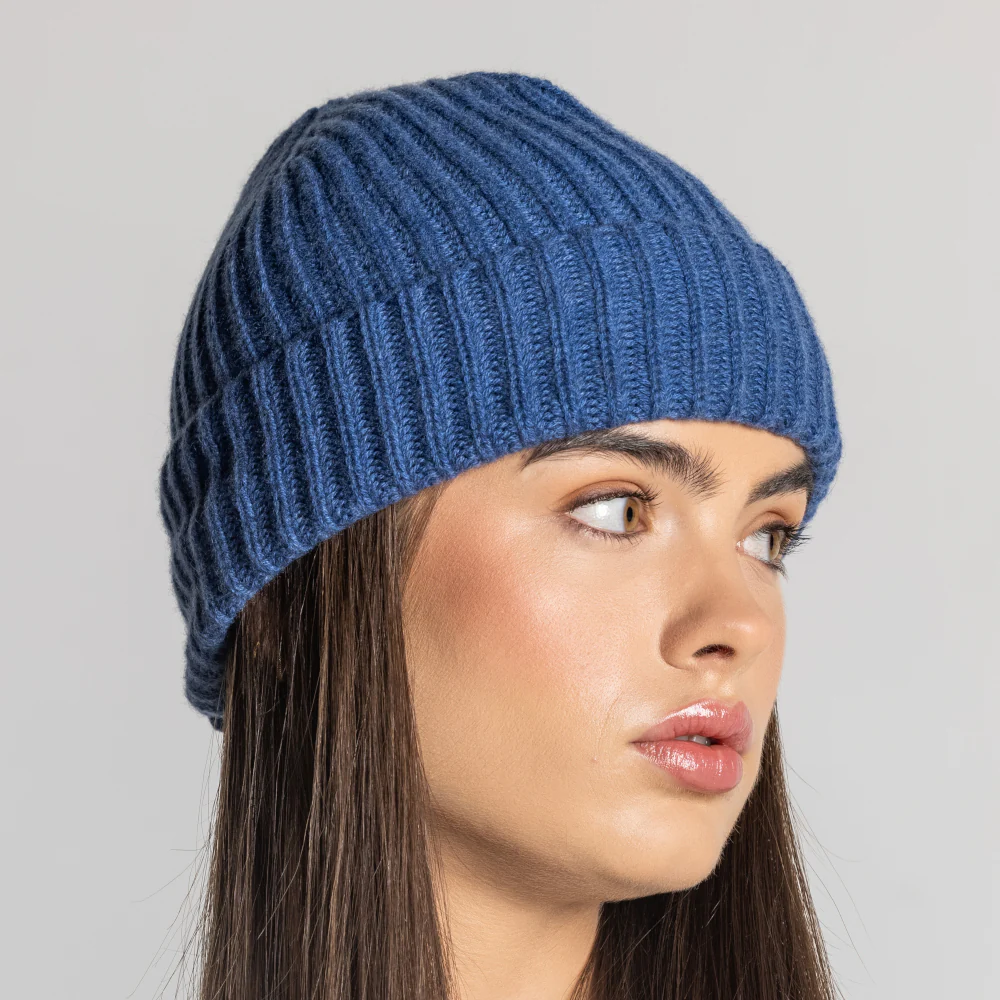 100% Cashmere Ribbed Unisex Beanie Hat by Isla Cashmere - Image 30