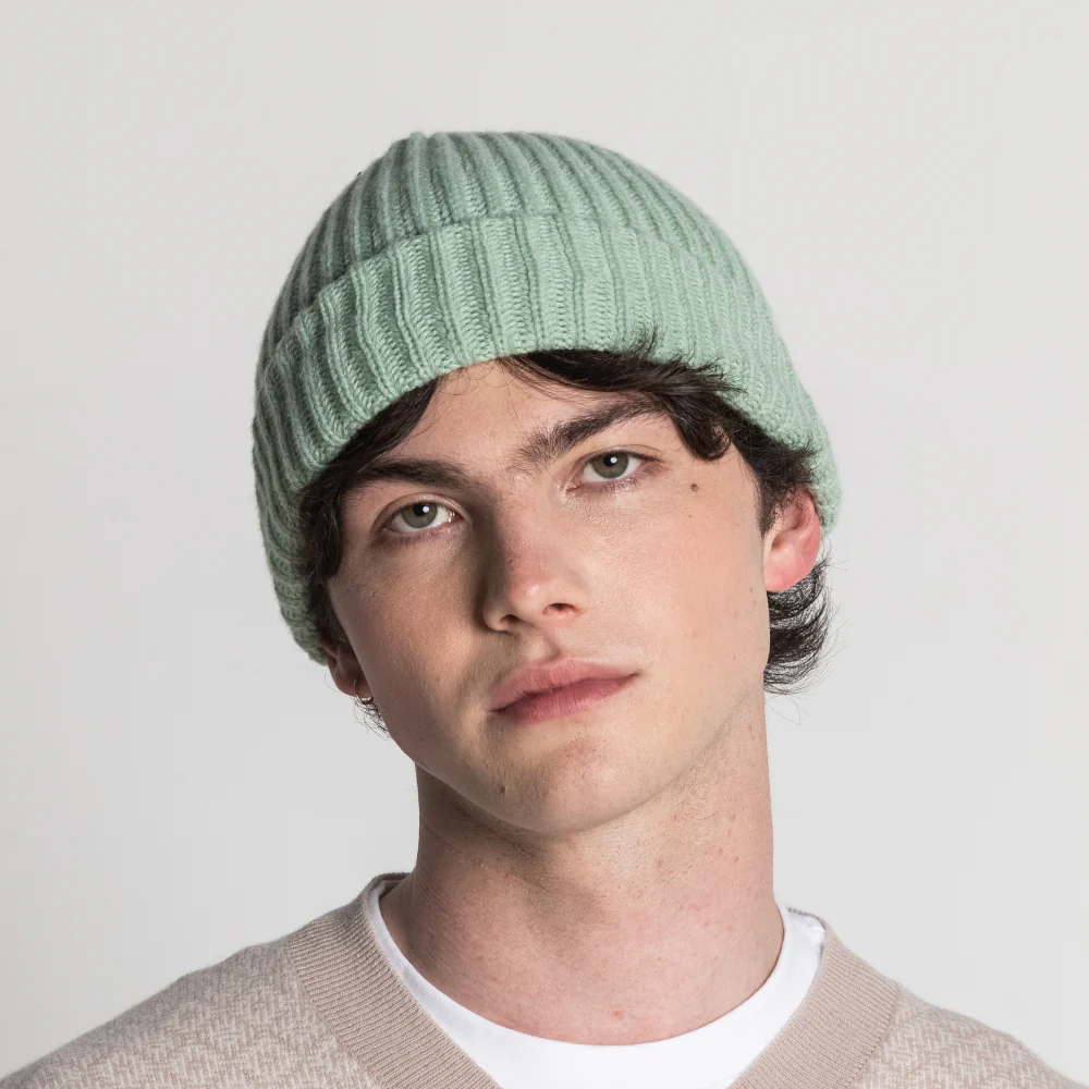 100% Cashmere Ribbed Unisex Beanie Hat by Isla Cashmere - Image 9