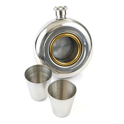 5oz Stainless Steel Hip Flask Set - Claddagh - Polished/Matt Finish - Image 4