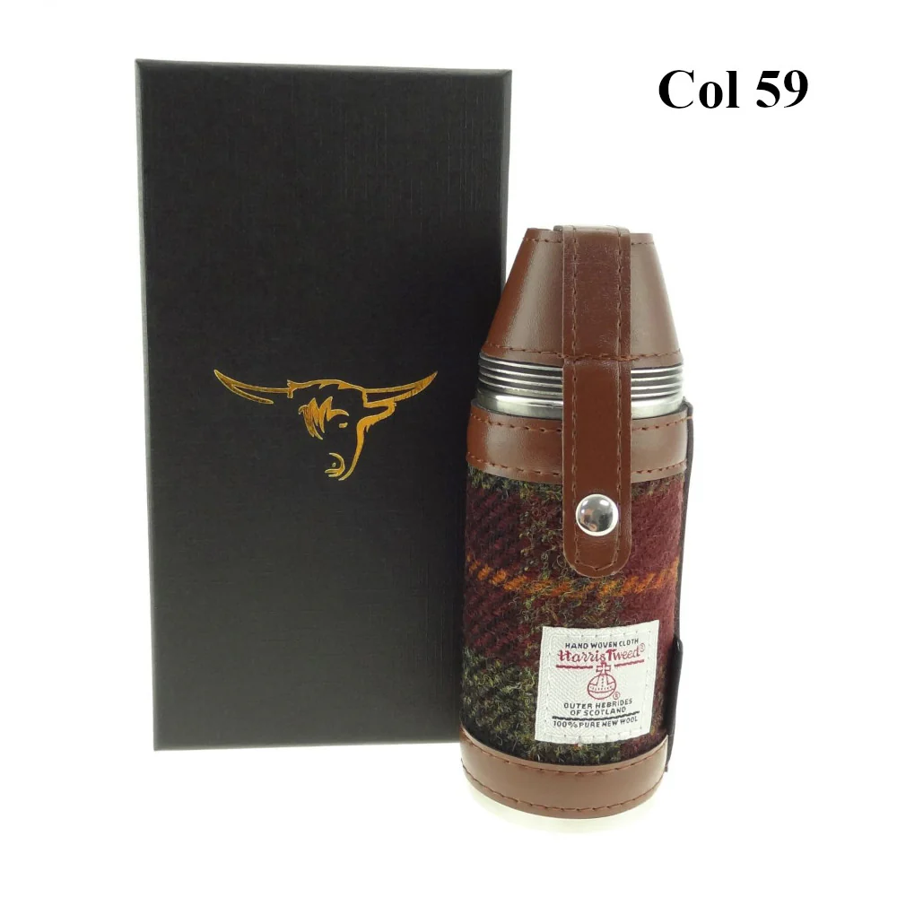 8oz Harris Tweed Hunting Flask and 4 Cups - Image 7
