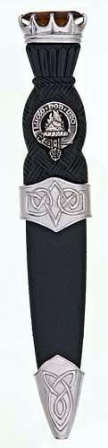 Clan Crest Celtic Sgian Dubh, Chrome Stone Top - Made to Order