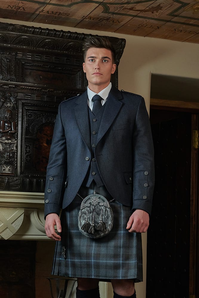 Crail Tweed Jacket and 5 Button Waistcoat by House of Edgar - Midnight - Image 2
