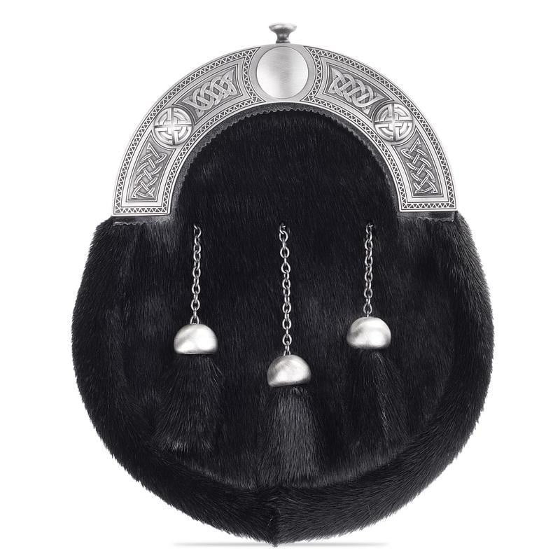 Full Dress Black Calfskin Antique Knot Sporran - Image 2