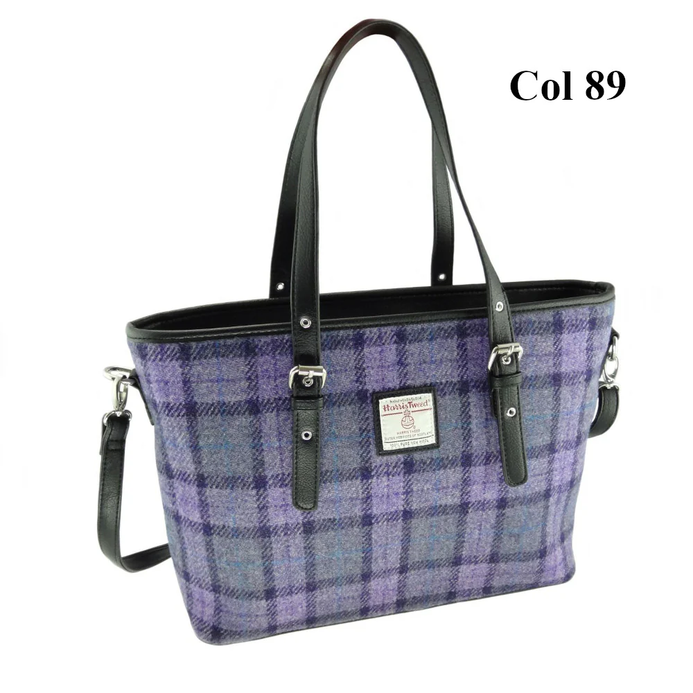 Harris Tweed Large Tote Bag with Shoulder Straps - Spey - Image 2