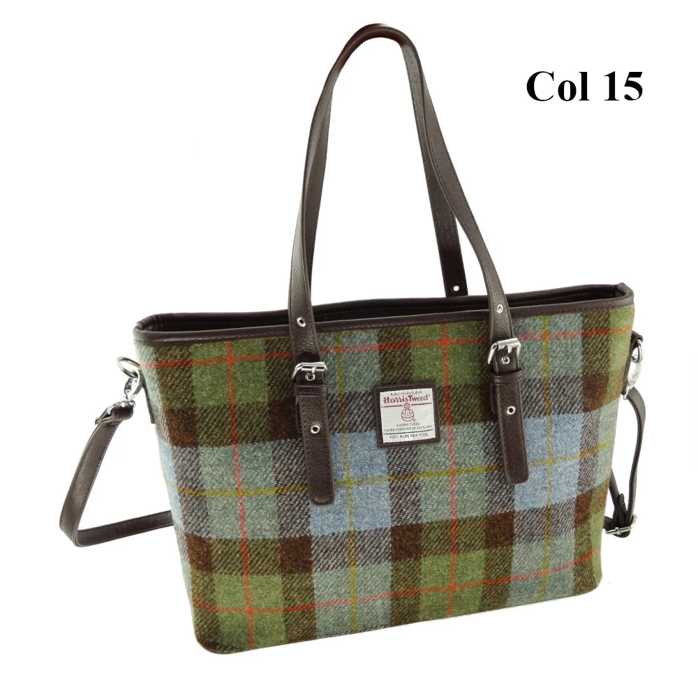Harris Tweed Large Tote Bag with Shoulder Straps - Spey - Image 3