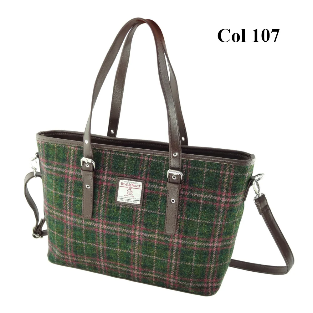 Harris Tweed Large Tote Bag with Shoulder Straps - Spey - Image 6