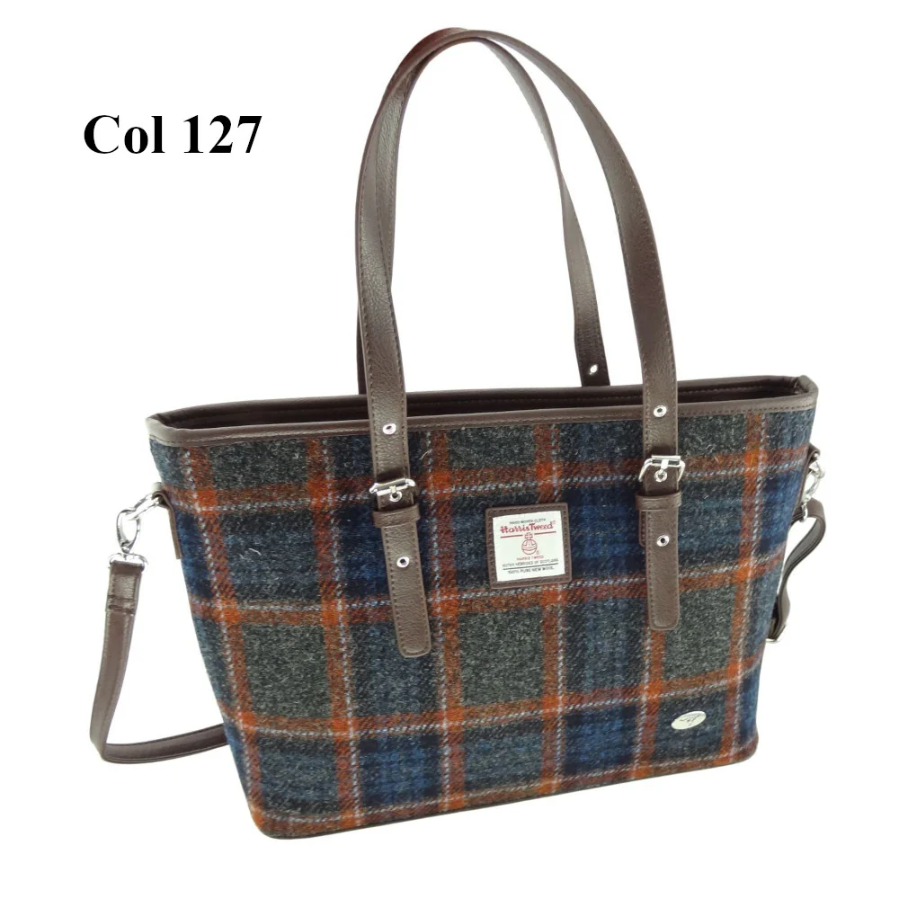 Harris Tweed Large Tote Bag with Shoulder Straps - Spey - Image 7