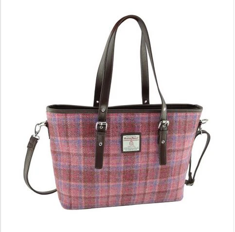 Harris Tweed Large Tote Bag with Shoulder Straps - Spey - Image 8