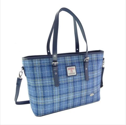 Harris Tweed Large Tote Bag with Shoulder Straps - Spey - Image 9