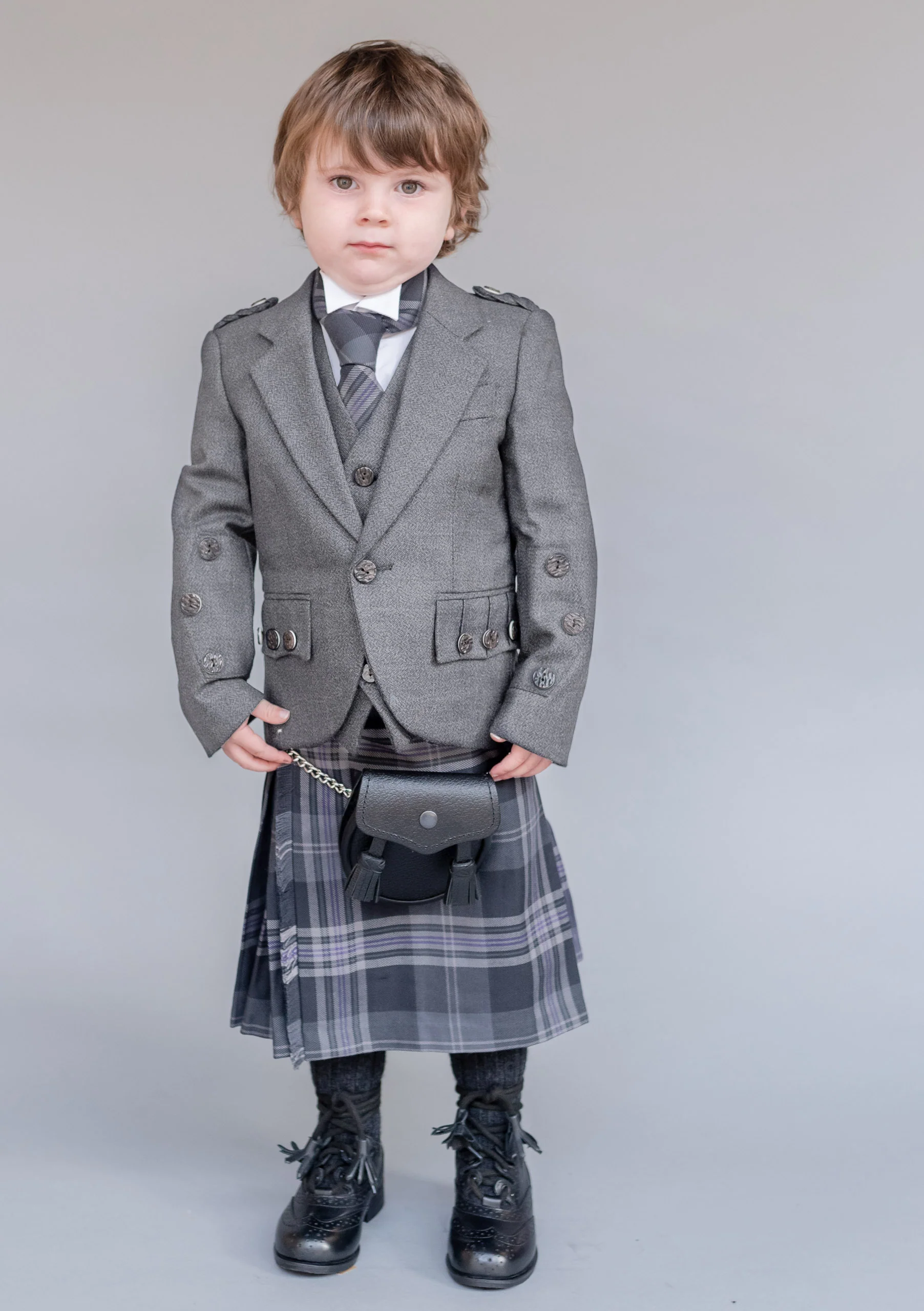 Kids Light Grey Braemar Jacket & Vest - Image 3