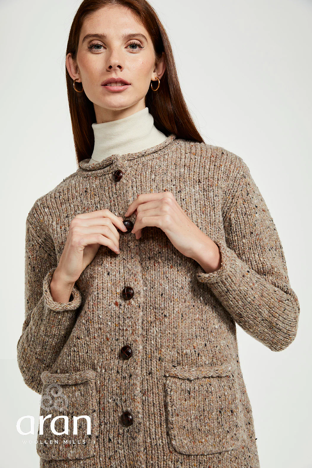 Ladies Donegal Tweed Wool Cardigan by Aran Mills - 2 Colours