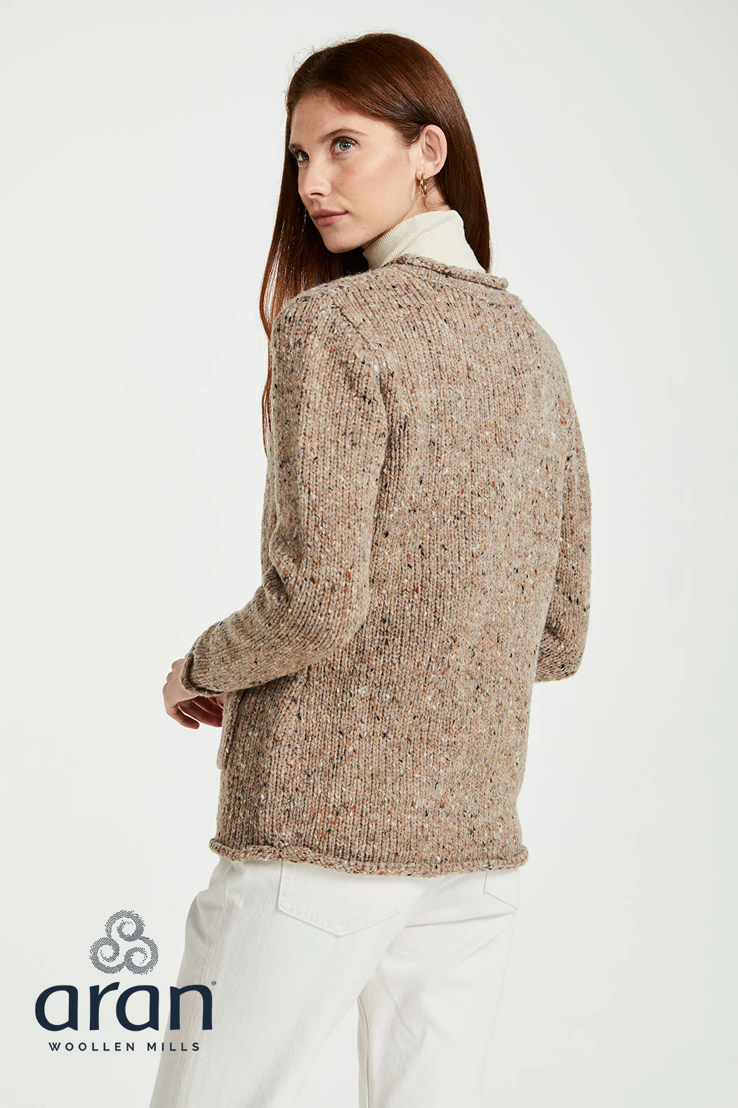 Ladies Donegal Tweed Wool Cardigan by Aran Mills - 2 Colours - Image 2