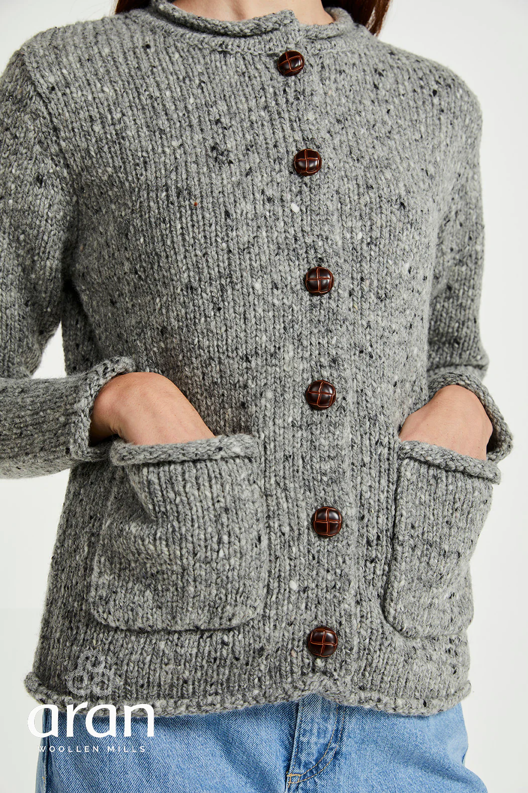 Ladies Donegal Tweed Wool Cardigan by Aran Mills - 2 Colours - Image 3