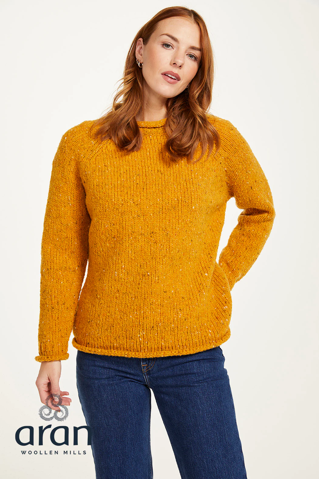 Ladies Donegal Tweed Wool Roll Neck Sweater by Aran Mills - 3 Colours - Image 3
