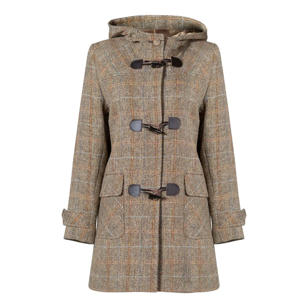Ladies Harris Tweed Duffle Coat - Brown Herringbone (Size 10 remaining)