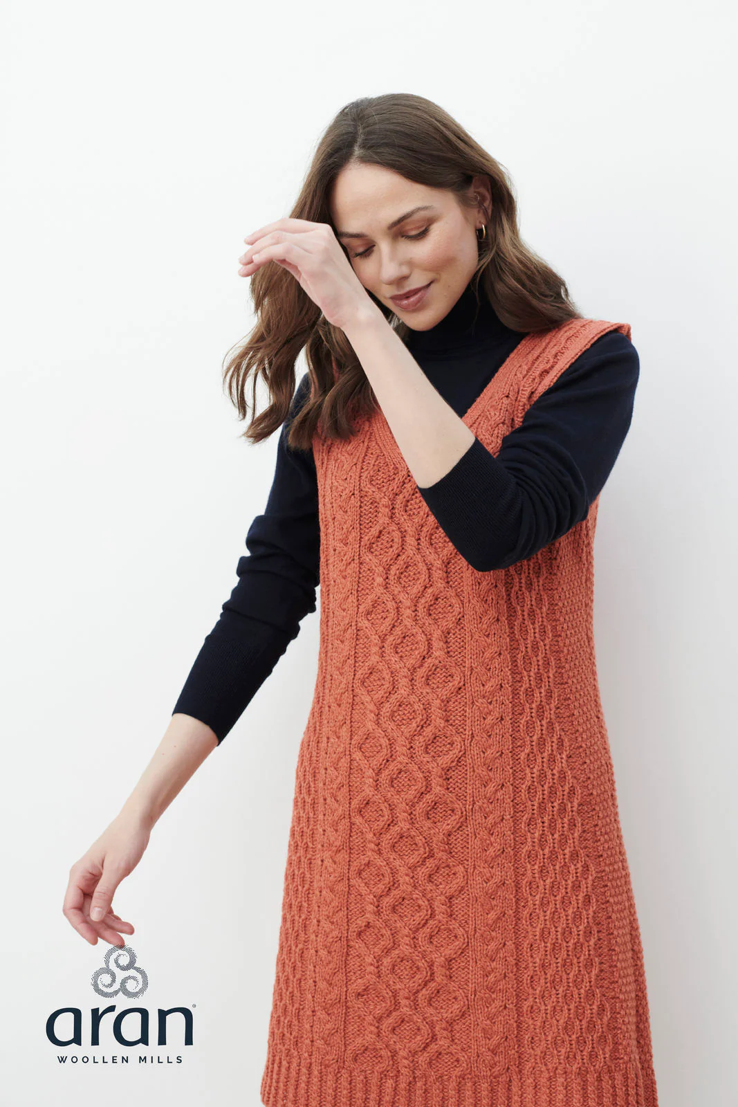 Ladies Merino Wool Sleeveless Short Dress By Aran Mills