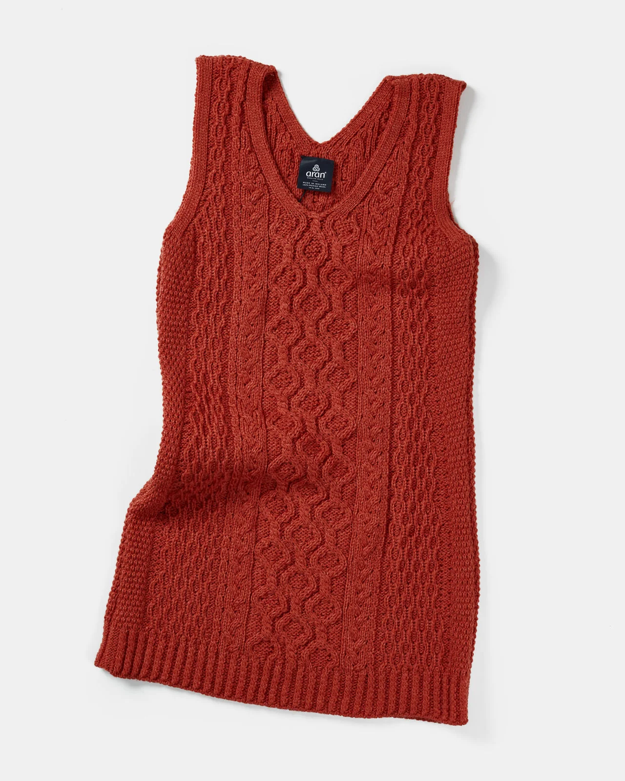 Ladies Merino Wool Sleeveless Short Dress By Aran Mills - Image 2