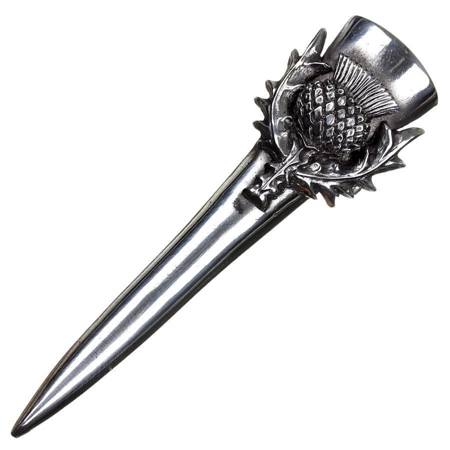 Large Thistle and Sword Pewter Kilt Pin - Image 2
