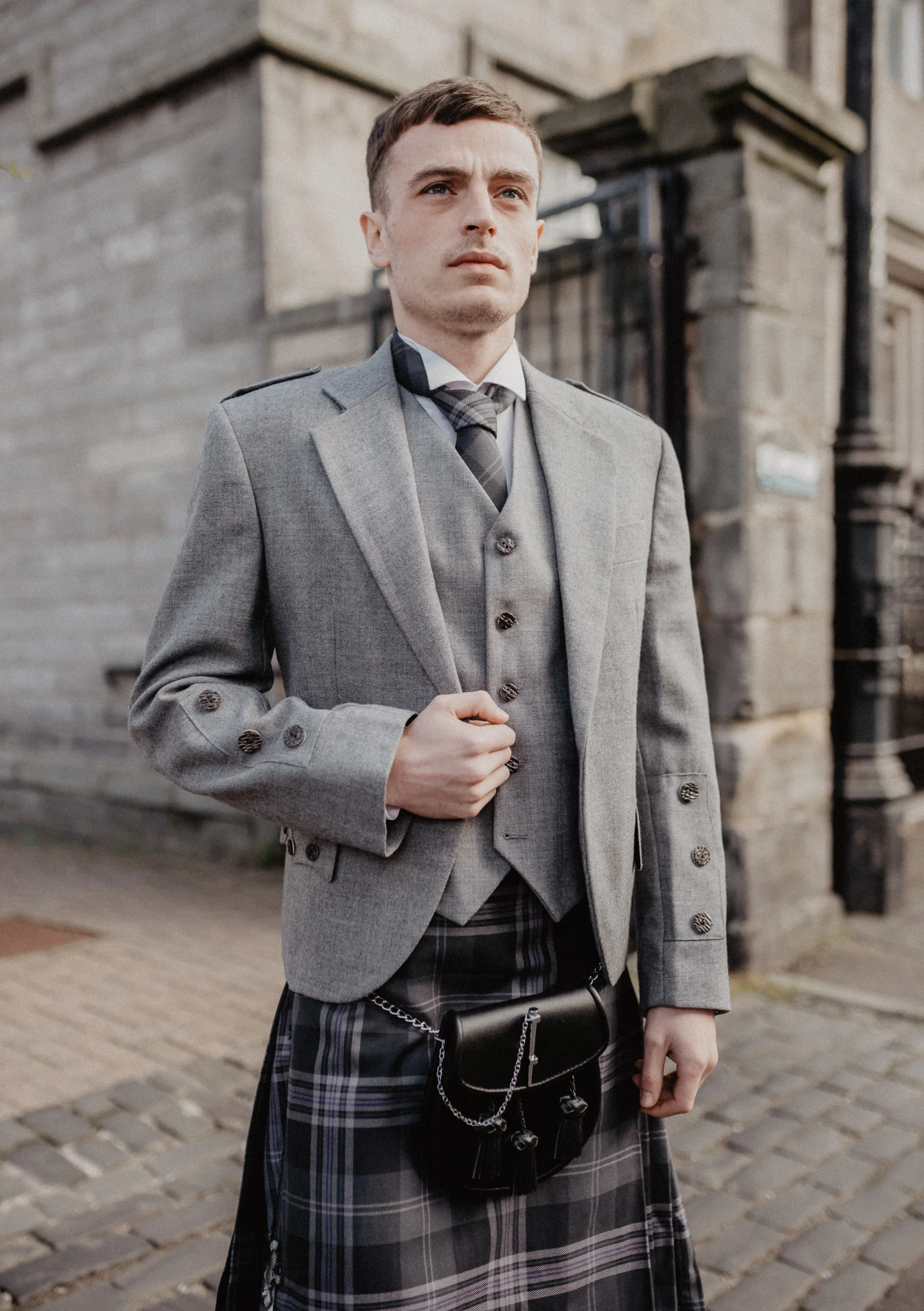 Men's Light Grey Braemar Jacket & Vest - CLEARANCE - Image 2