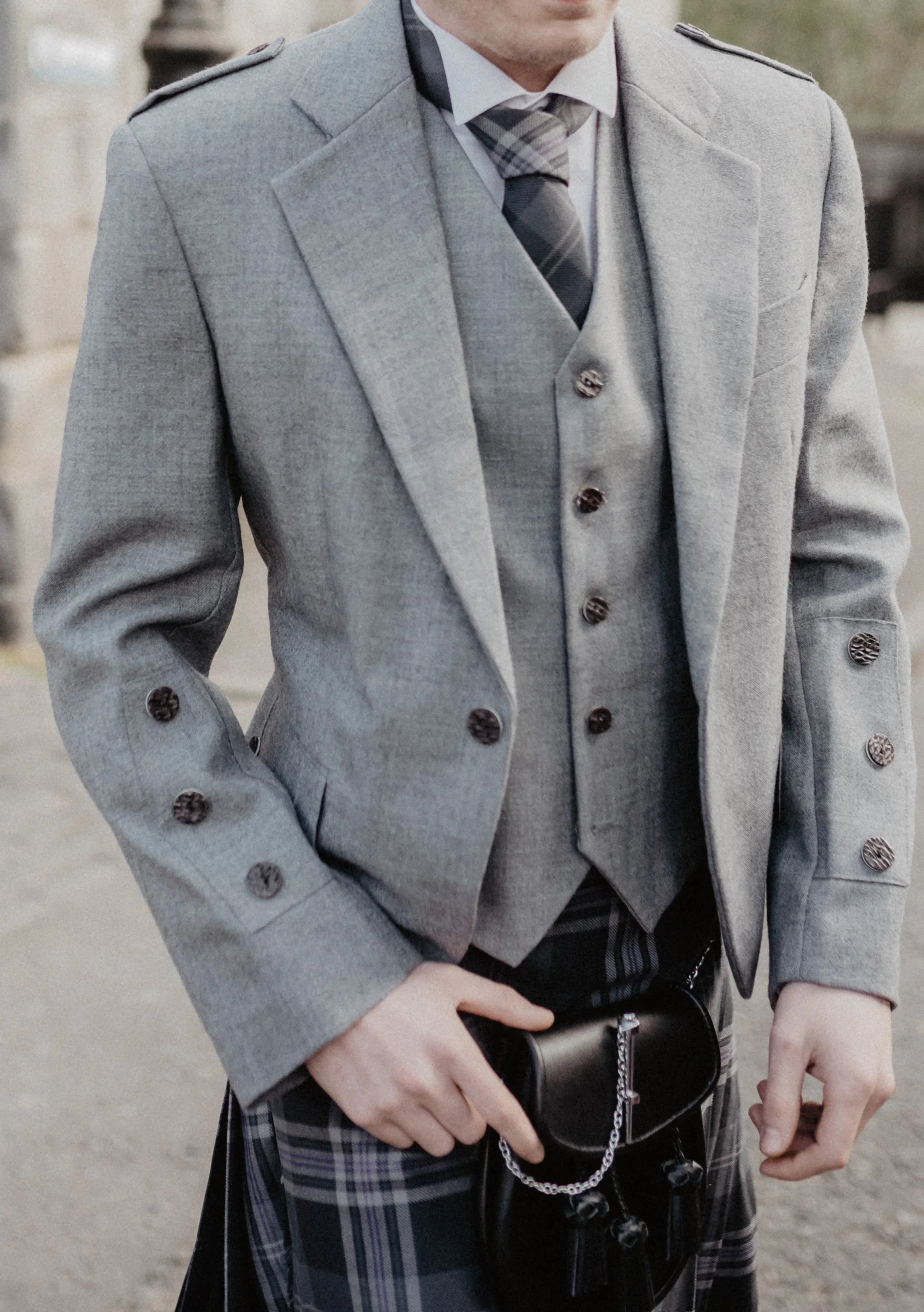Men's Light Grey Braemar Jacket & Vest - CLEARANCE - Image 7