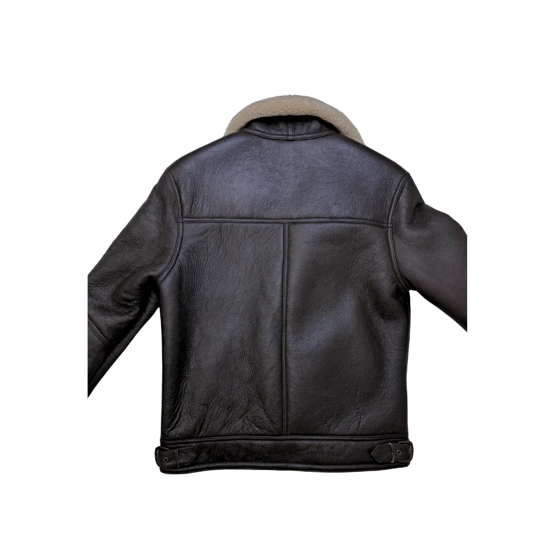 Men's Aviator Leather Coat - Blenheim - Distressed Dark Brown - CLEARANCE - Image 3