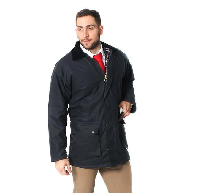 Mens Cotton Wax Padded Jacket - Navy - Image 4