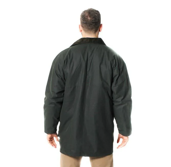 Mens Cotton Wax Padded Jacket - Olive Green - Image 5