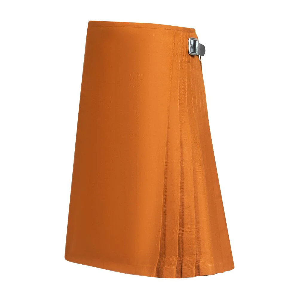 Men's Kilt, 8 Yard Polyviscose - Plain Saffron - Image 3