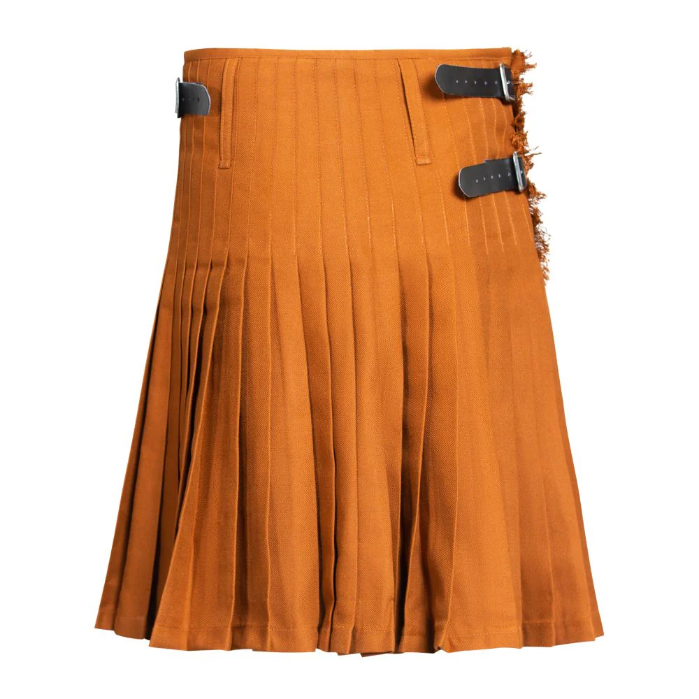 Men's Kilt, 8 Yard Polyviscose - Plain Saffron - Image 4