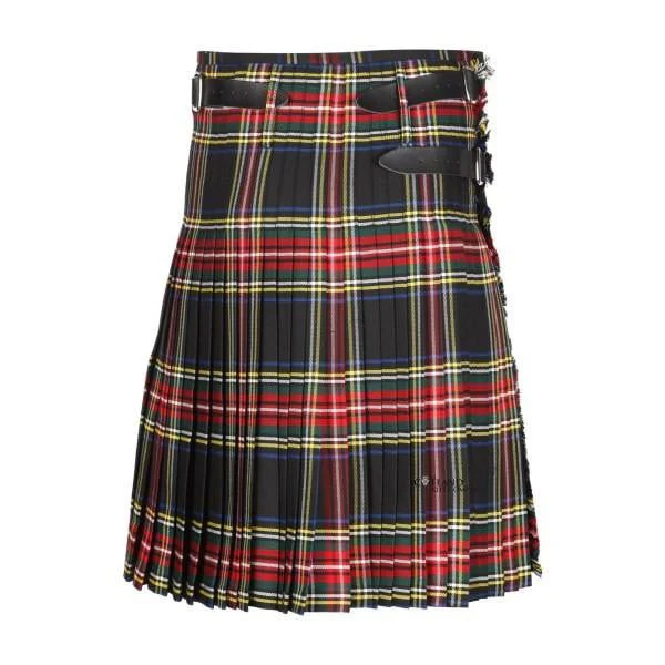 Men's Kilt, 8 Yard Polyviscose - Black Stewart - Image 3