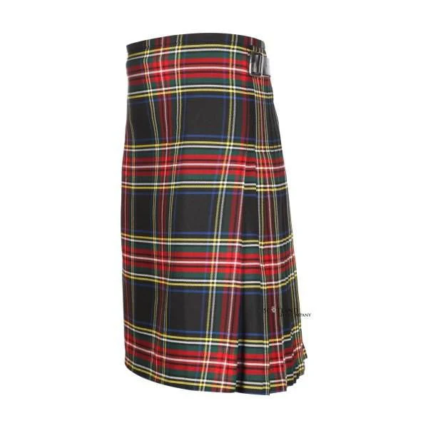 Men's Kilt, 8 Yard Polyviscose - Black Stewart - Image 4