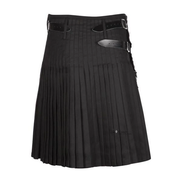Men's Kilt, 8 Yard Polyviscose - Plain Black - Image 4
