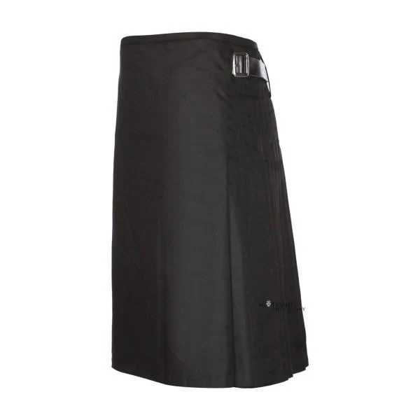 Men's Kilt, 8 Yard Polyviscose - Plain Black - Image 5