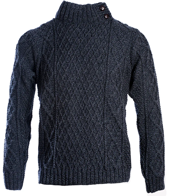 Men's Merino Wool Button Neck Jumper by Aran Mills - 3 Colours - Image 3