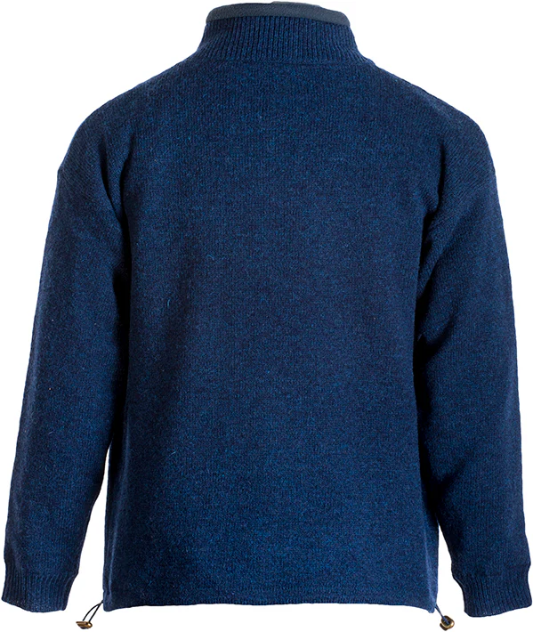 Mens Shetland Wool Zip Cardigan by Aran Mills - Dark Blue - Image 5
