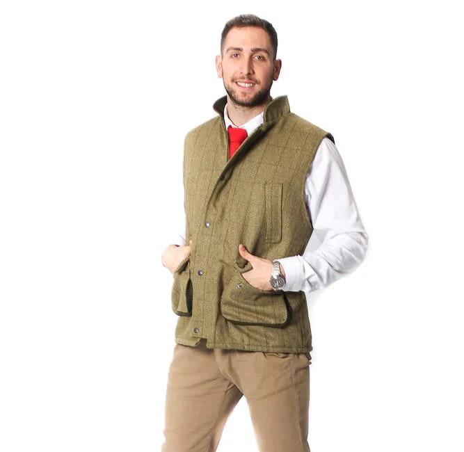 Mens Tweed Bodywarmer – Sage - Image 3