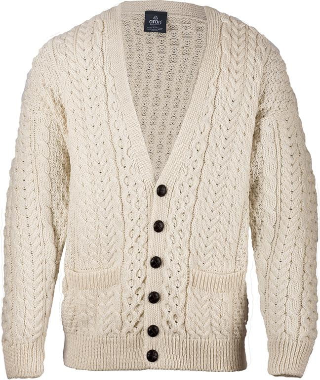 Mens Merino Wool V-Neck Button Cardigan by Aran Mills - 4 Colours - Image 3