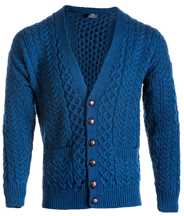 Mens Merino Wool V-Neck Button Cardigan by Aran Mills - 4 Colours - Image 6