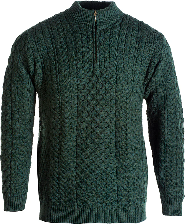 Men's Merino Wool Zip Neck Jumper by Aran Mills - 2 Colours - Image 4