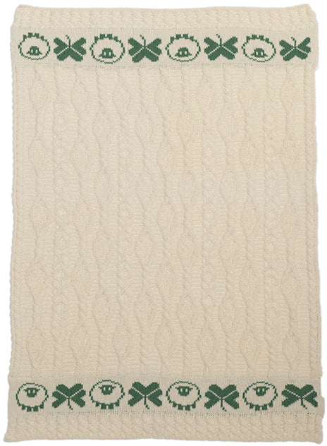 Merino Wool Blanket Cable Pattern with Shamrock/Sheep Design by Aran Mills - Image 2