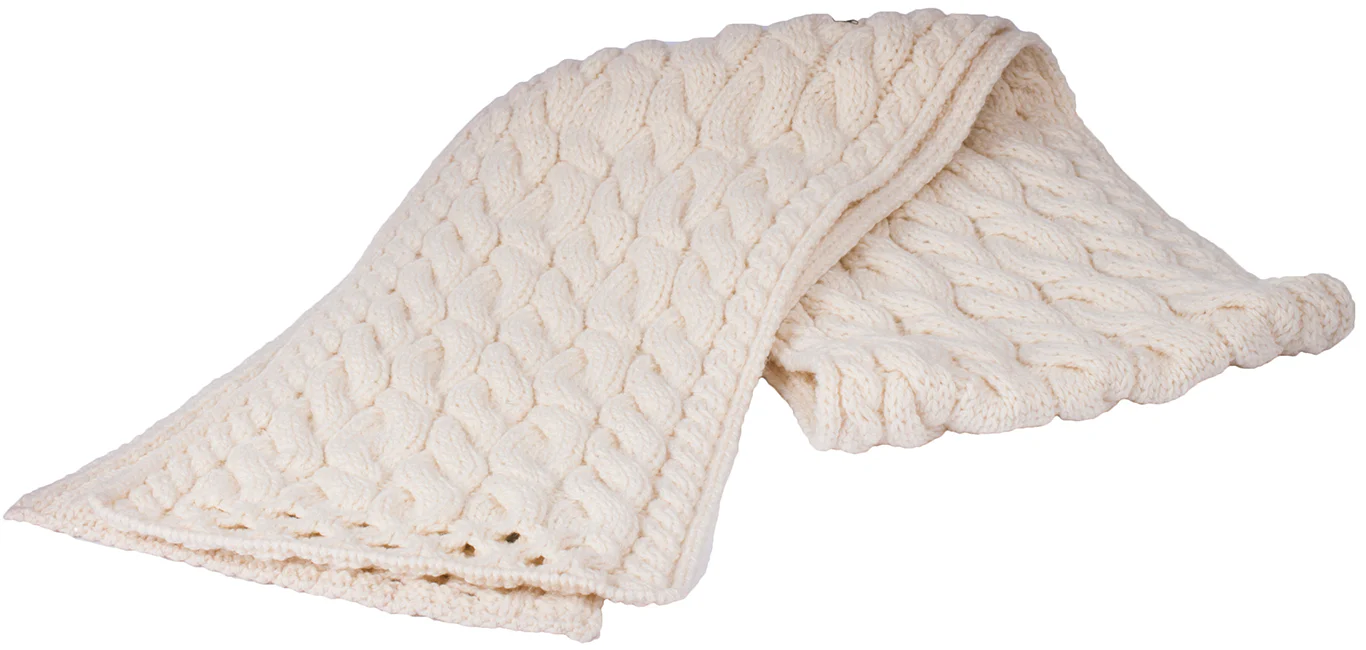 Merino Wool Long Cable Knit Scarf by Aran Mills - 4 Colours - Image 2